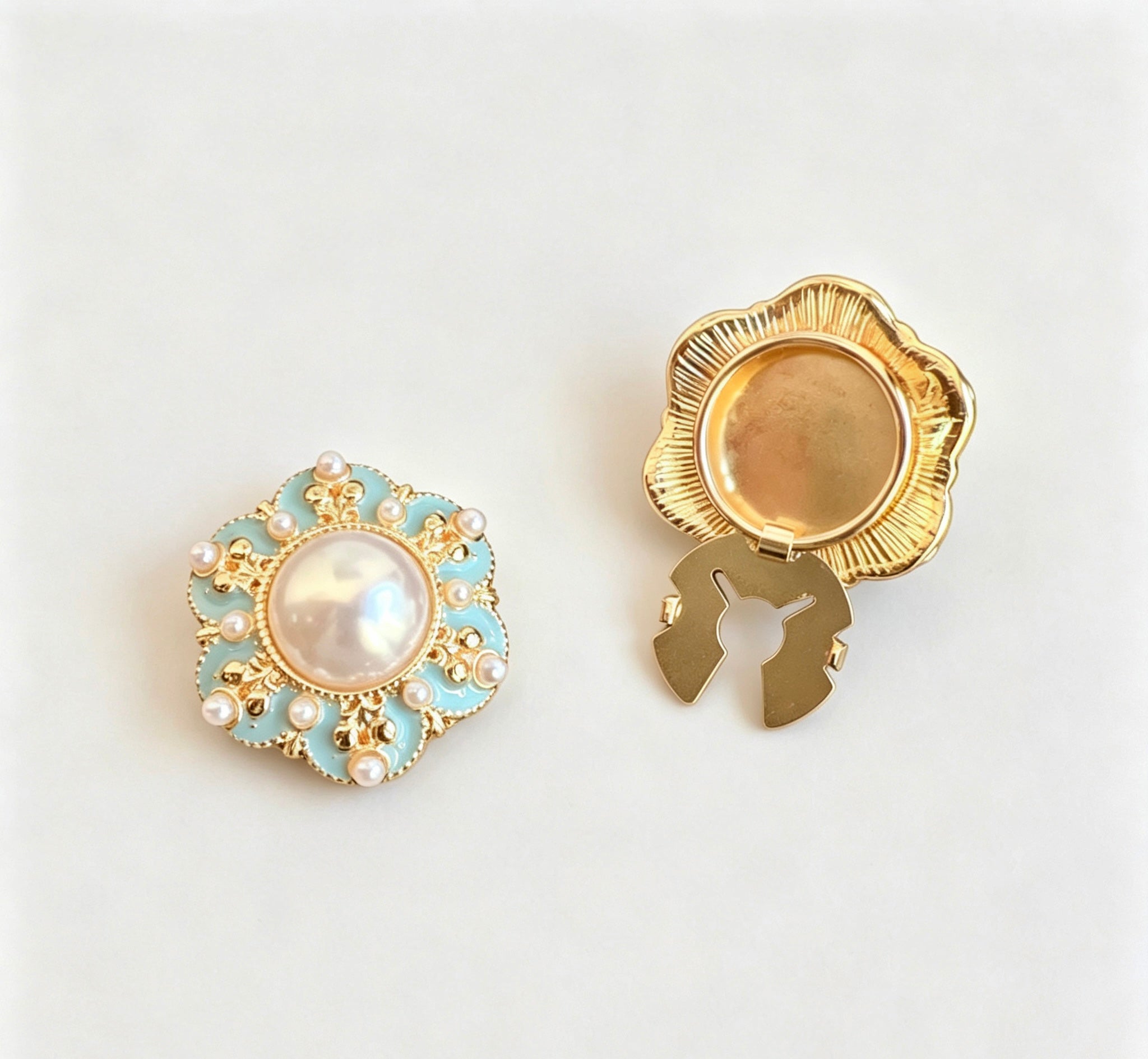 SKY BLUE ENAMEL PEARL LACE - 1 SET
