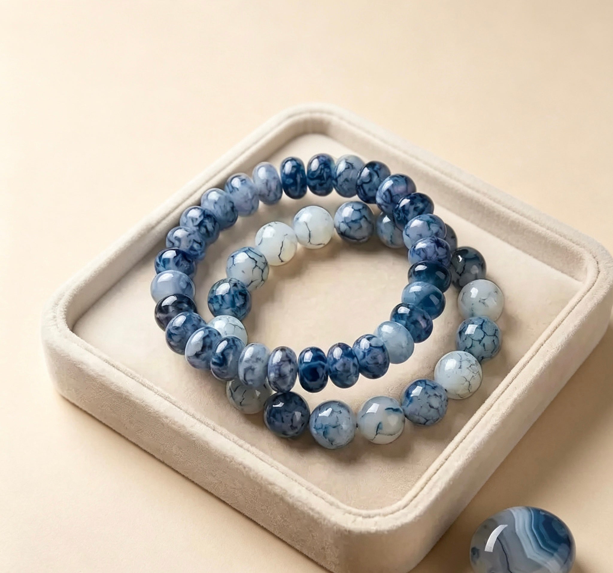 Blue Ice Crack Agate Bracelet