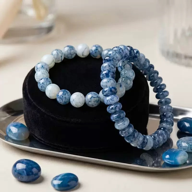 Blue Ice Crack Agate Bracelet