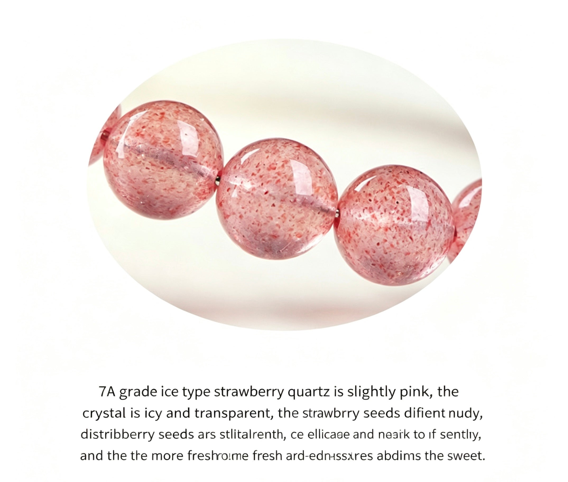 Natural  Icy Strawberry Quartz Energy Bracelet