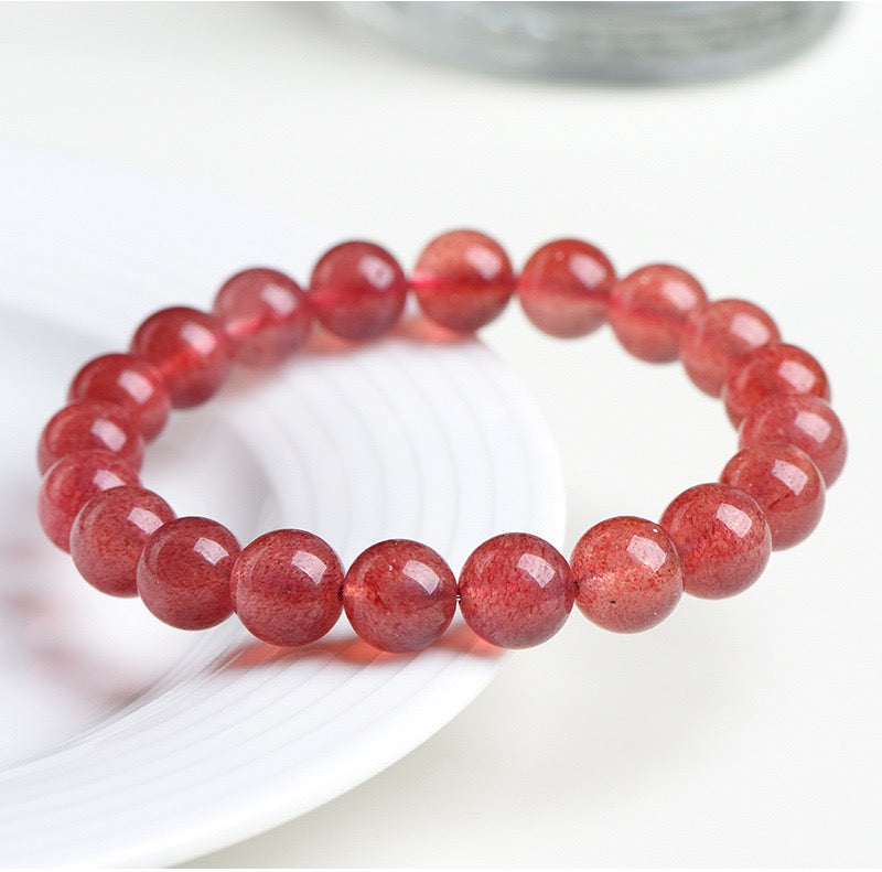 Natural  Pigeon Blood Red Strawberry Quartz  Energy Bracelet