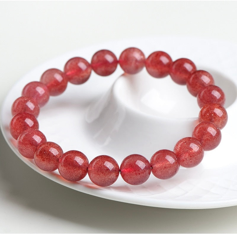 Natural  Pigeon Blood Red Strawberry Quartz  Energy Bracelet
