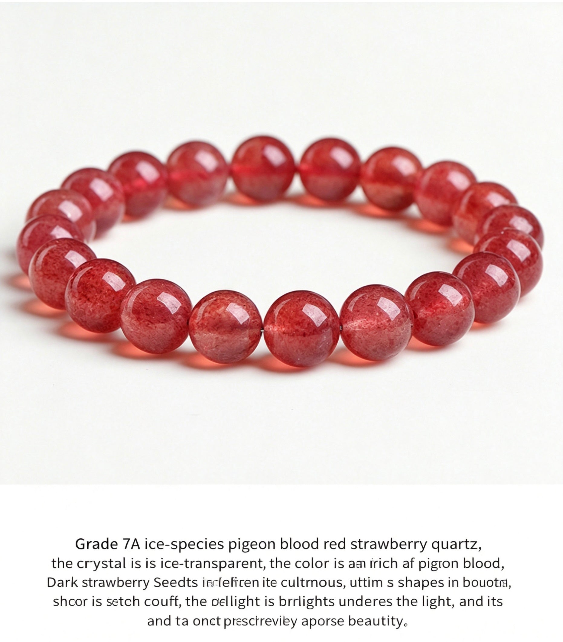 Natural  Pigeon Blood Red Strawberry Quartz  Energy Bracelet