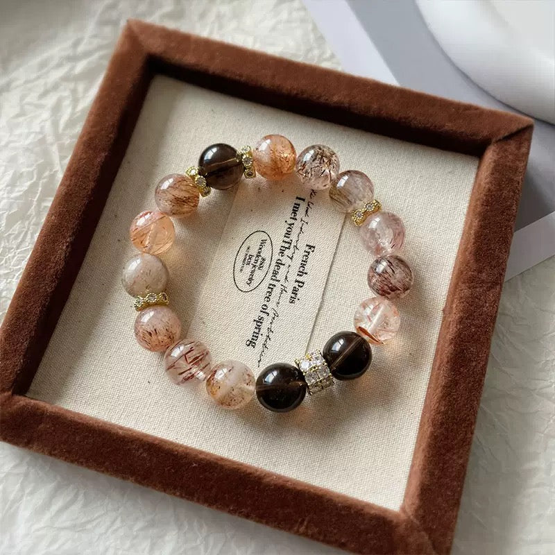 Red Super Seven &Smoky Quartz  Energy Bracelet