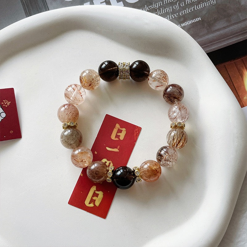 Red Super Seven &Smoky Quartz  Energy Bracelet