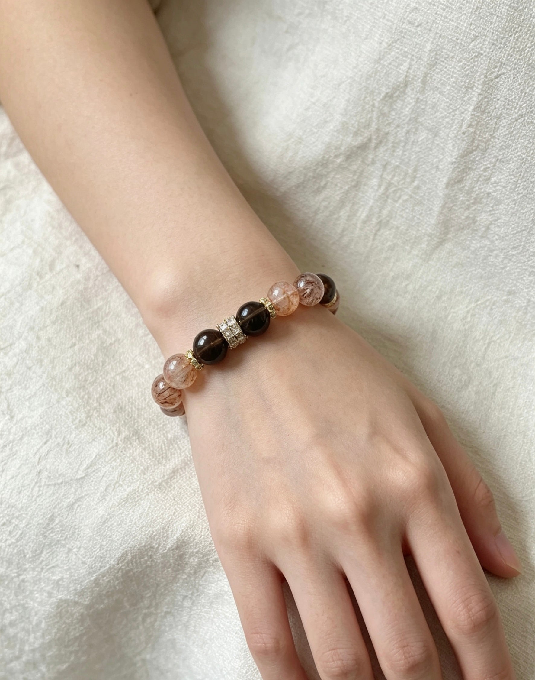 Red Super Seven &Smoky Quartz  Energy Bracelet