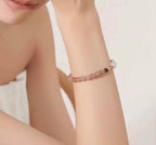 Strawberry Quartz Chalcedony Garnet Bracelet