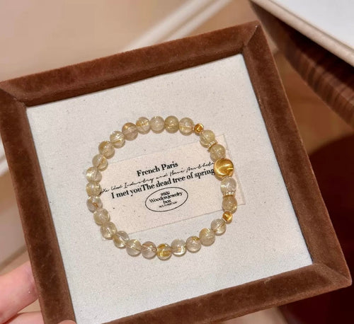 "Stone of Wealth" Natural Golden Rutilated Quartz Bracelet