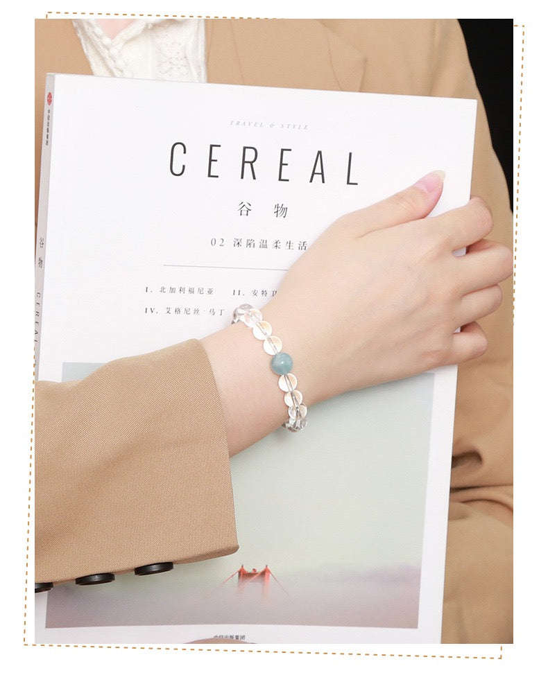 Clear Mind Healing Crystal Bracelet - Clear Quartz & Aquamarine