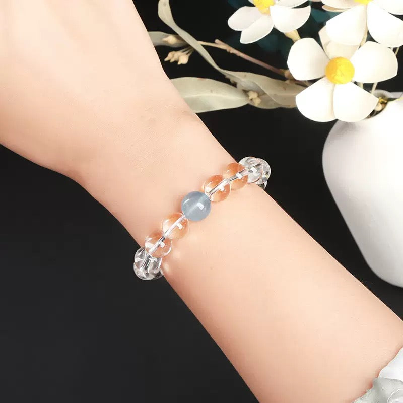 Clear Mind Healing Crystal Bracelet - Clear Quartz & Aquamarine