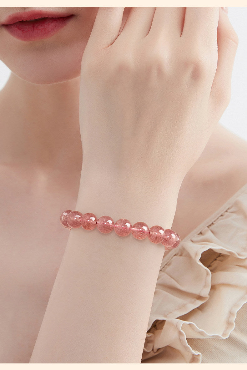 Natural  Icy Strawberry Quartz Energy Bracelet