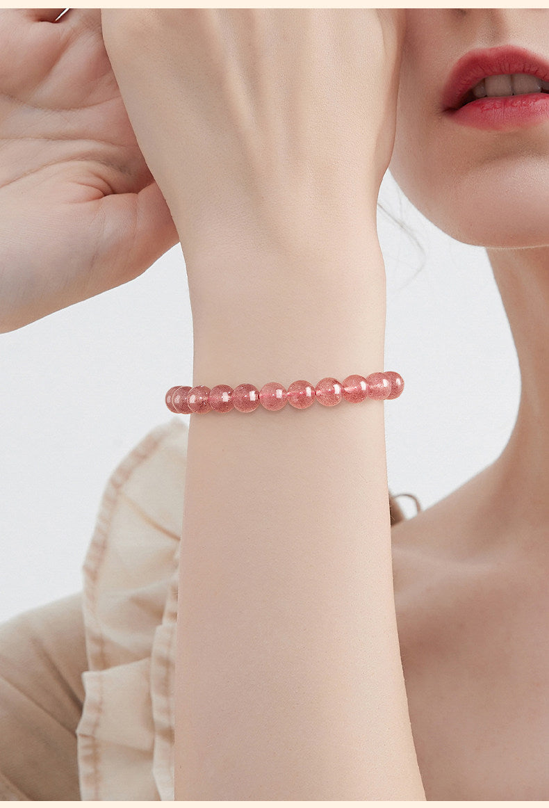 Natural  Icy Strawberry Quartz Energy Bracelet