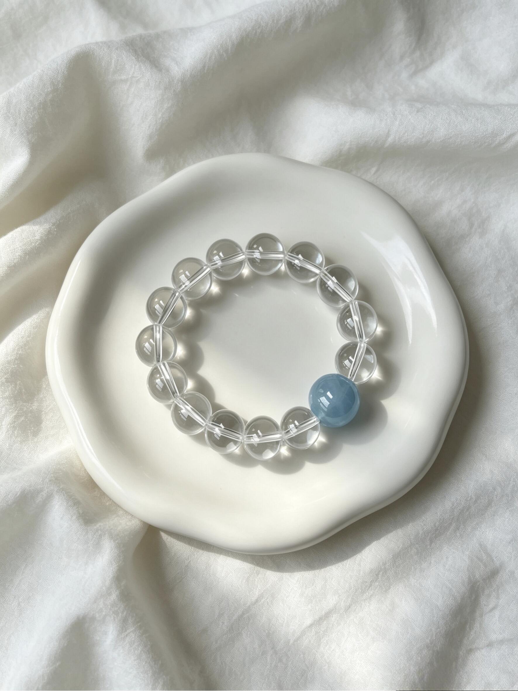 Clear Mind Healing Crystal Bracelet - Clear Quartz & Aquamarine