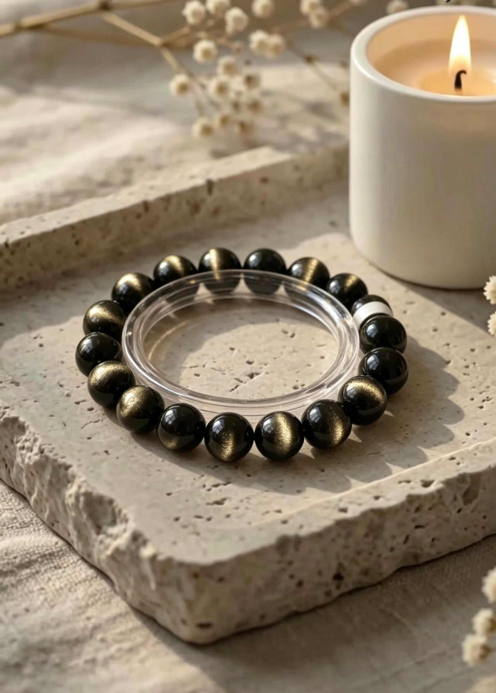 Black Obsidian & Golden Sheen Obsidian Bracelet