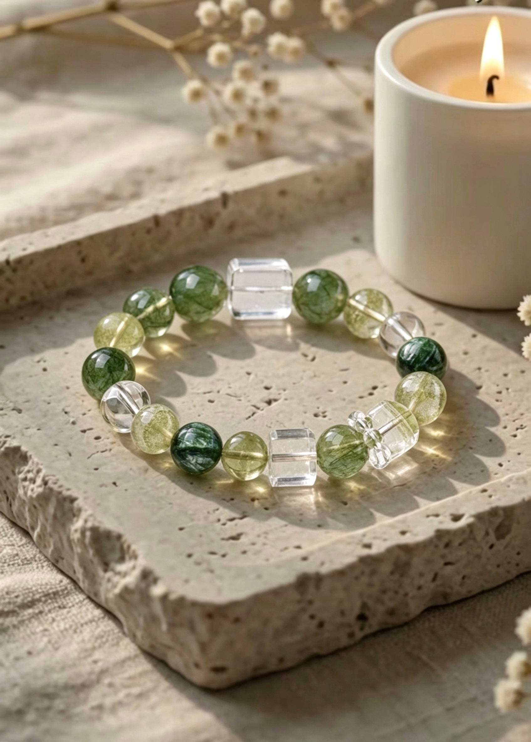 Green Phantom Quartz Energy Bracelet | Rooted Wealth & Growth