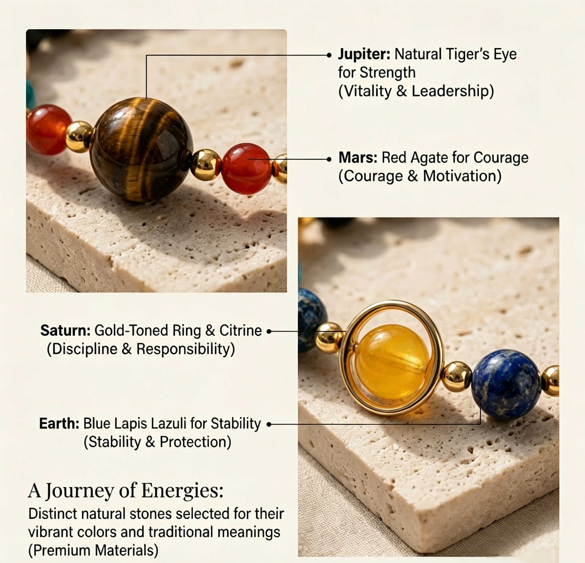 Eight Planets of the Solar System Energy Bracelet