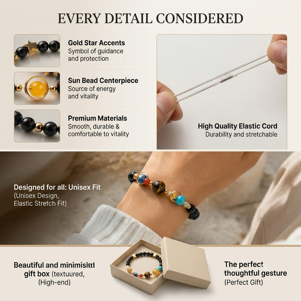 Eight Planets of the Solar System Energy Bracelet