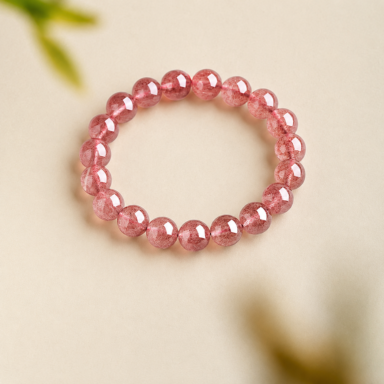 Natural  Icy Strawberry Quartz Energy Bracelet